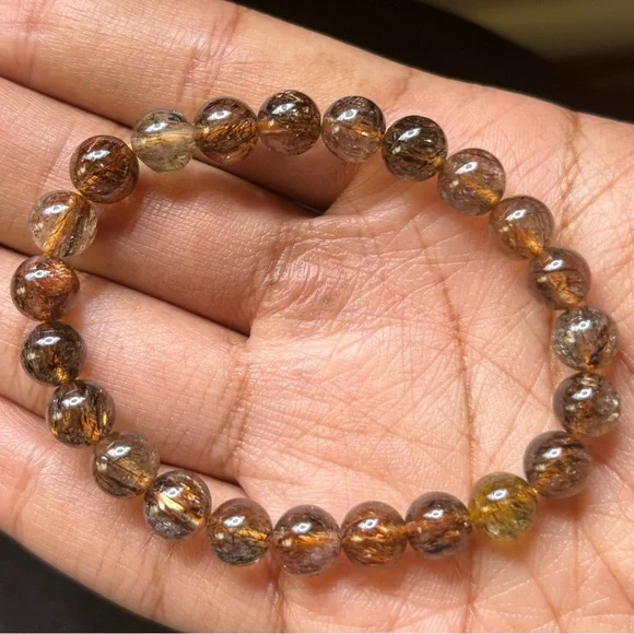 HQ Black Golden Super Seven Crystal Bracelet 8mm - Picture 6 of 6